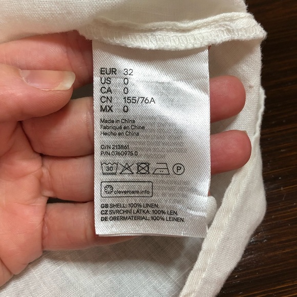 *H&M* 100% Linen Tie Front Blouse - Size 0 - Picture 4 of 4